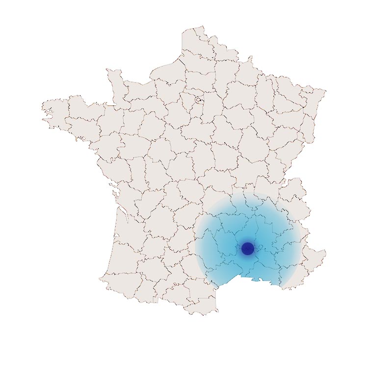 Carte de France des zones d'intervention
